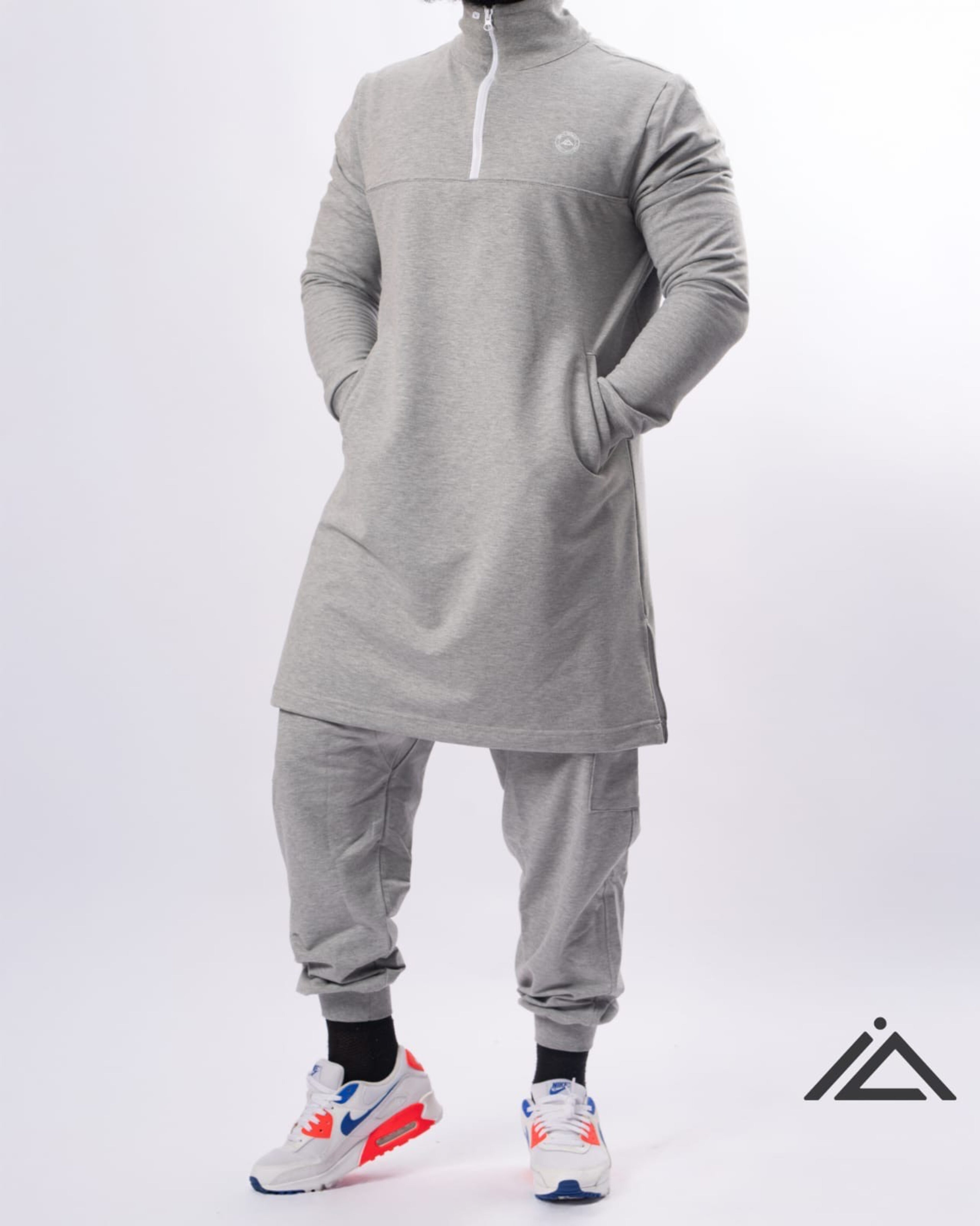 Qamis Jogging Court Hilal – Gris