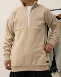 Pull polaire demi-zip à col haut - Beige