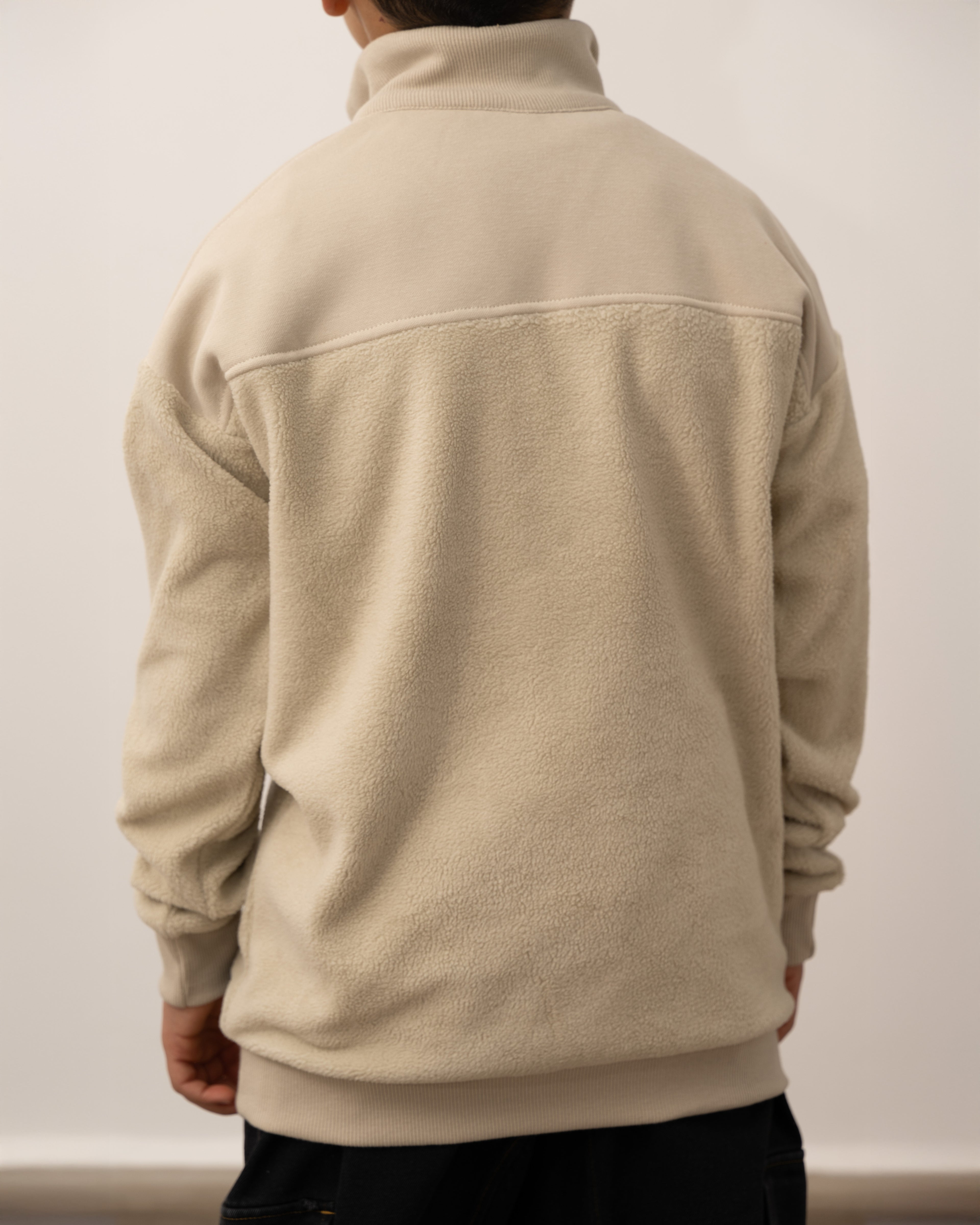 Pull polaire demi-zip à col haut - Beige