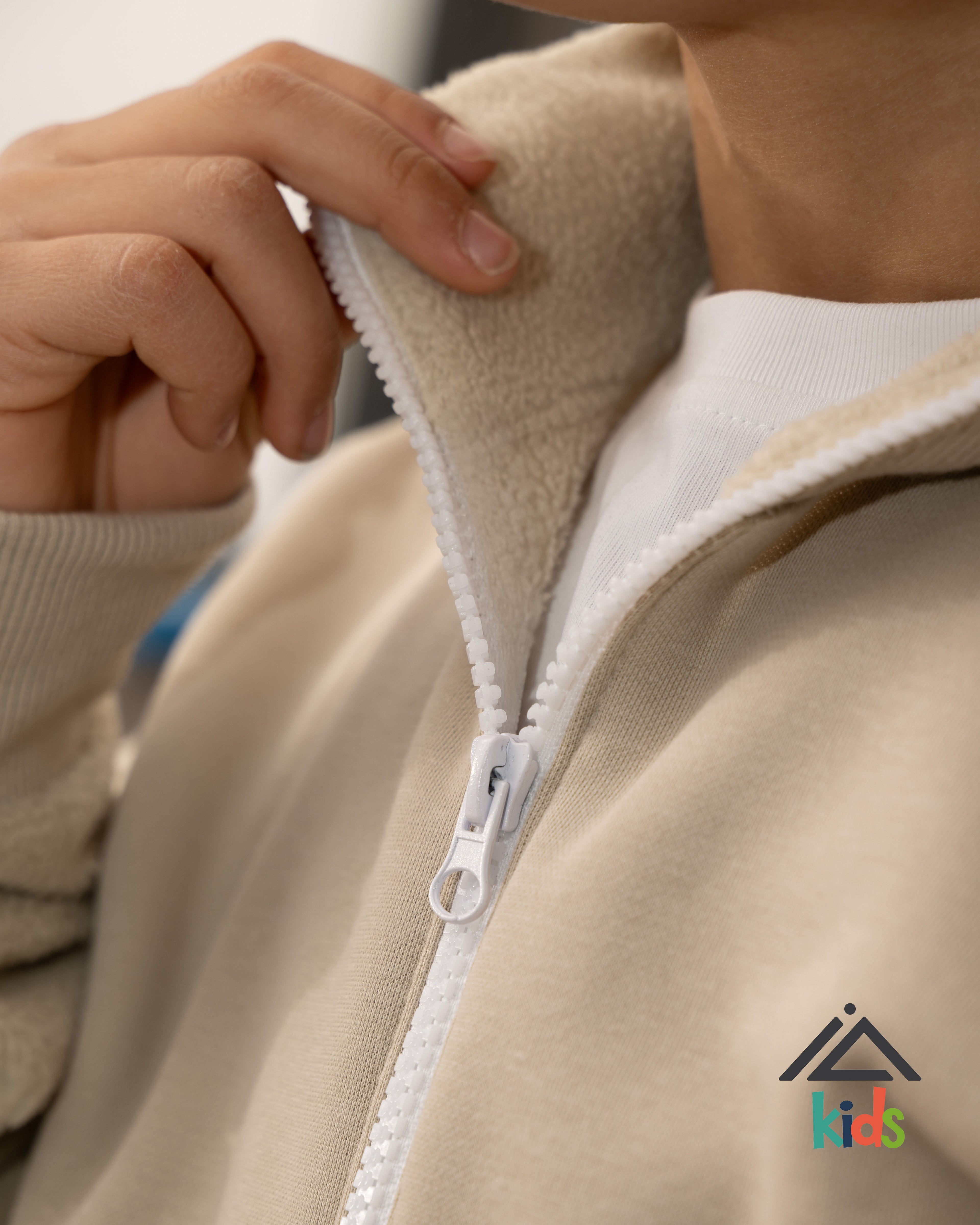Pull polaire demi-zip à col haut - Beige
