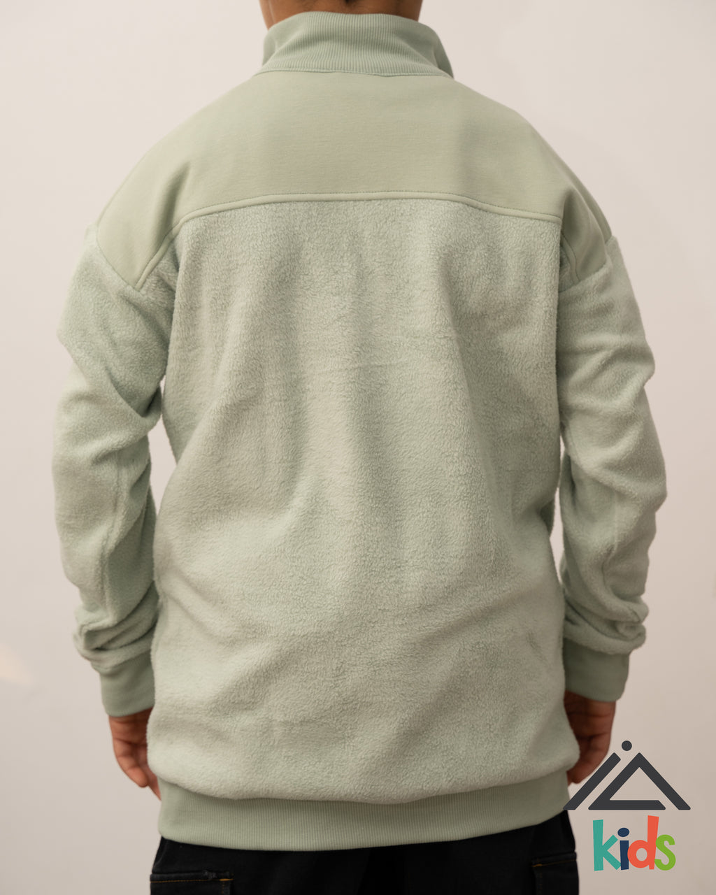 Pull polaire demi-zip à col haut - Vert