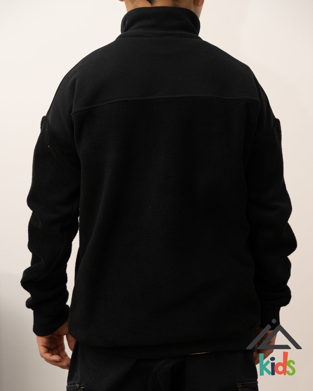 Pull polaire demi-zip à col haut - Noir