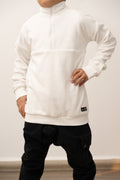 Pull polaire demi-zip à col haut - Blanc