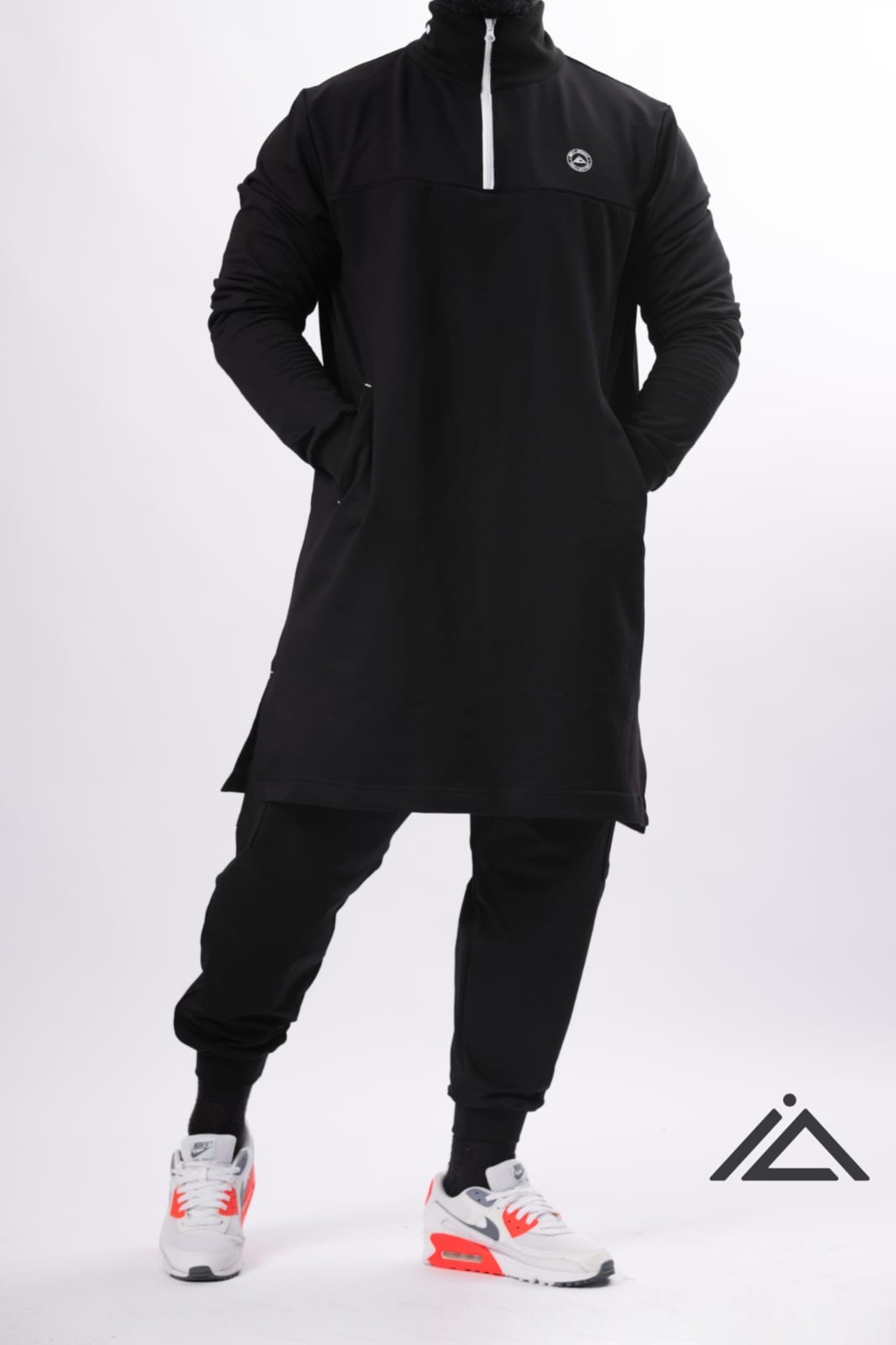Qamis Jogging Court Hilal – Noir